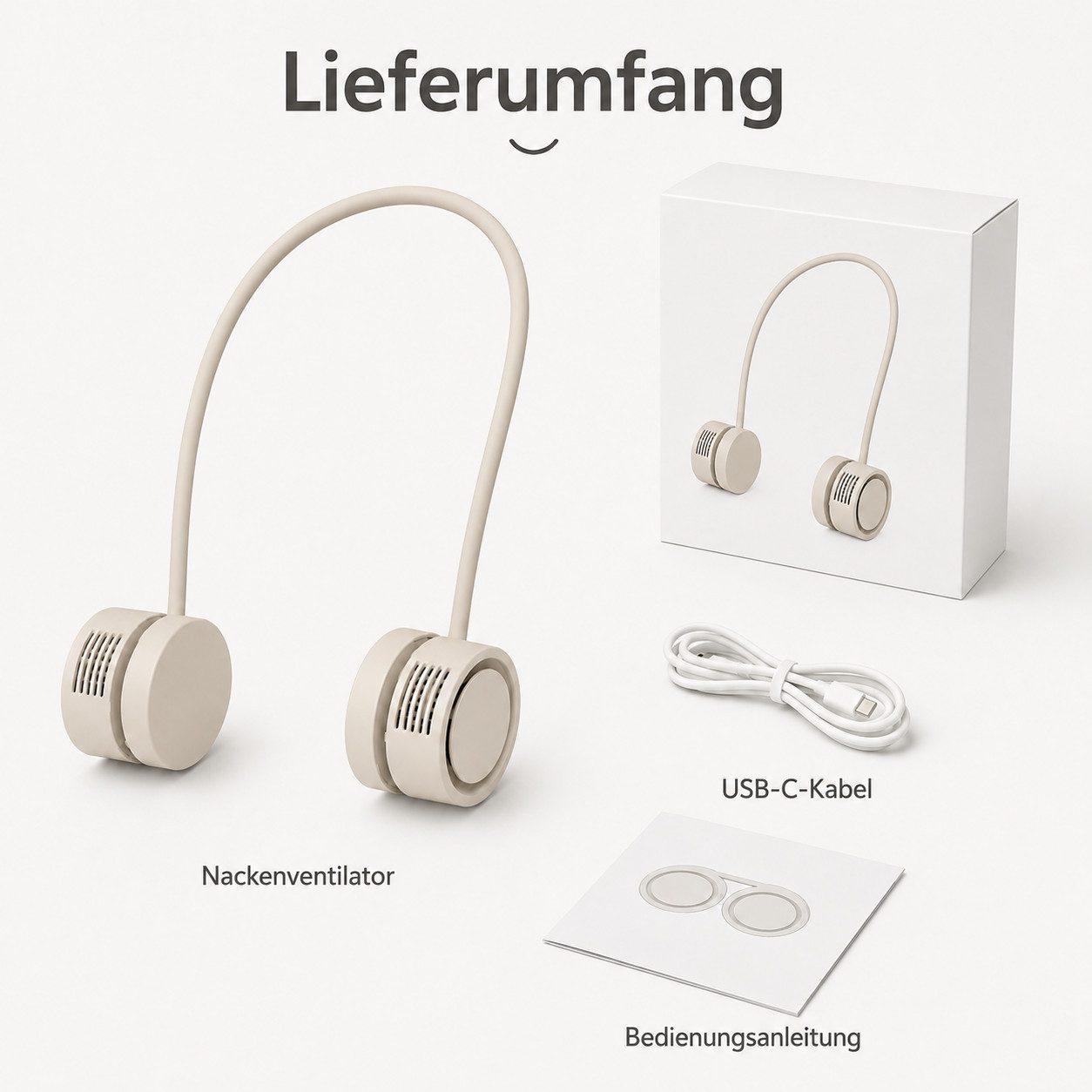 Zantan - Nackenventilator 360° verstellbar - Beige
