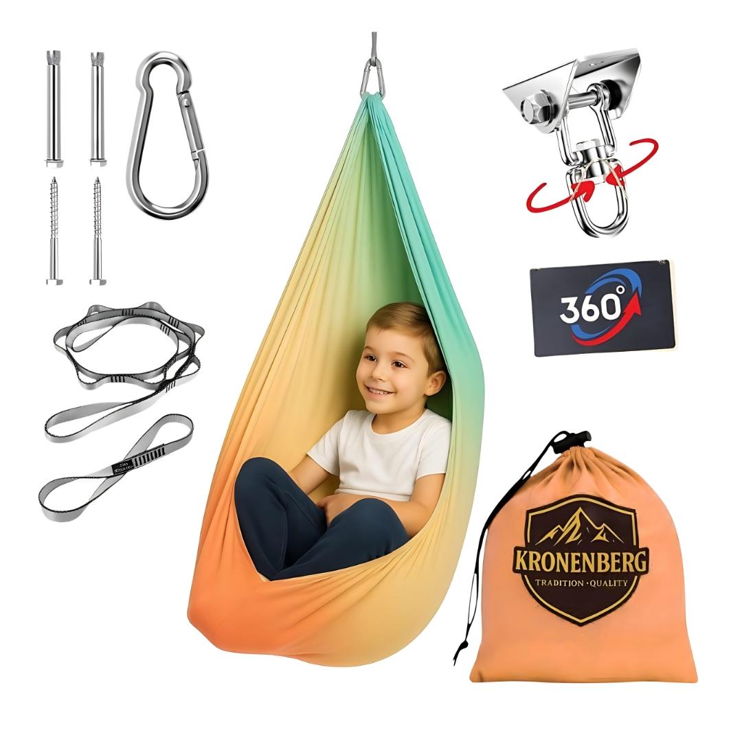 Kronenberg Therapieschaukel Kinder – Sensorische Hängeschaukel aus doppellagigem Polyester
