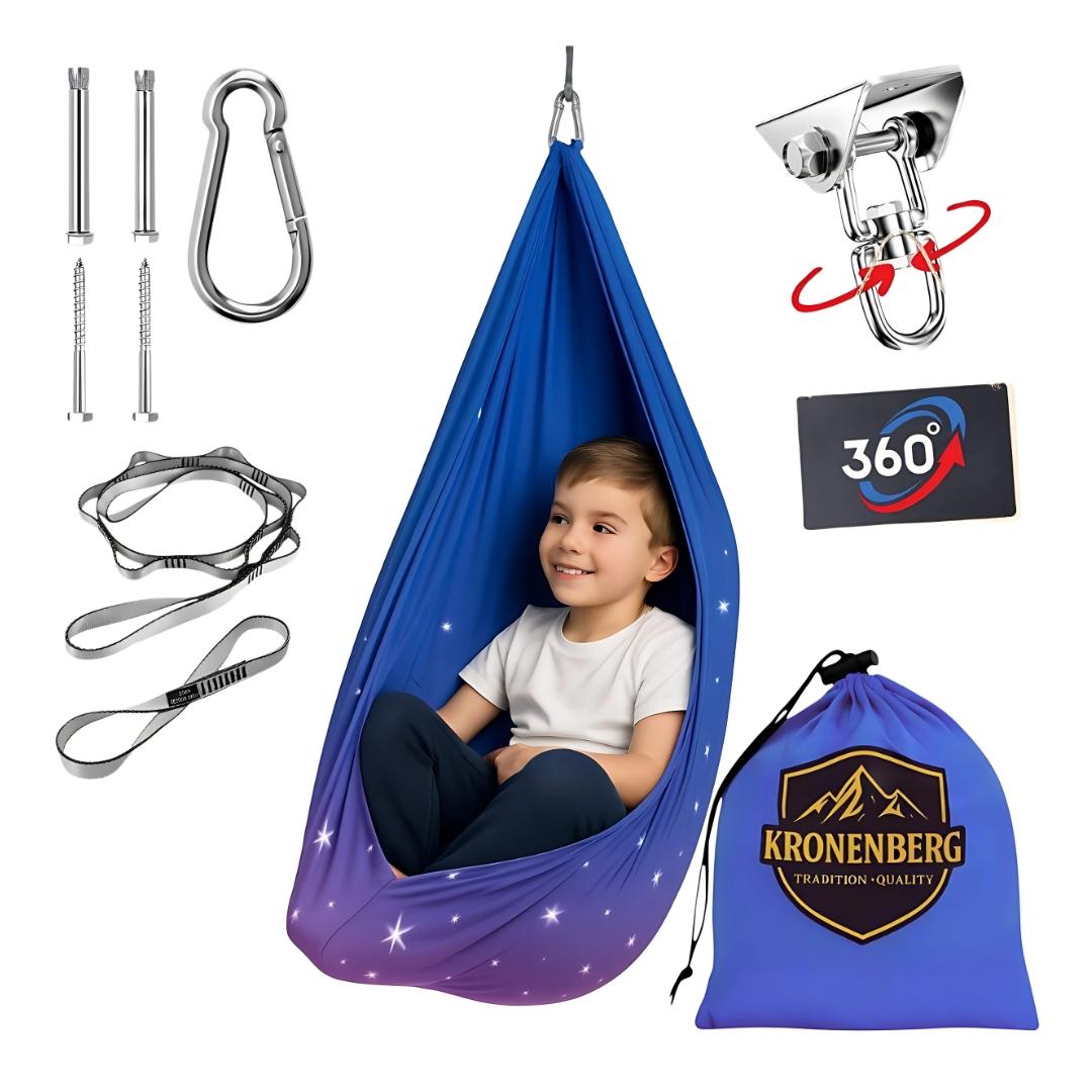 Kronenberg Therapieschaukel Kinder – Sensorische Hängeschaukel aus doppellagigem Polyester