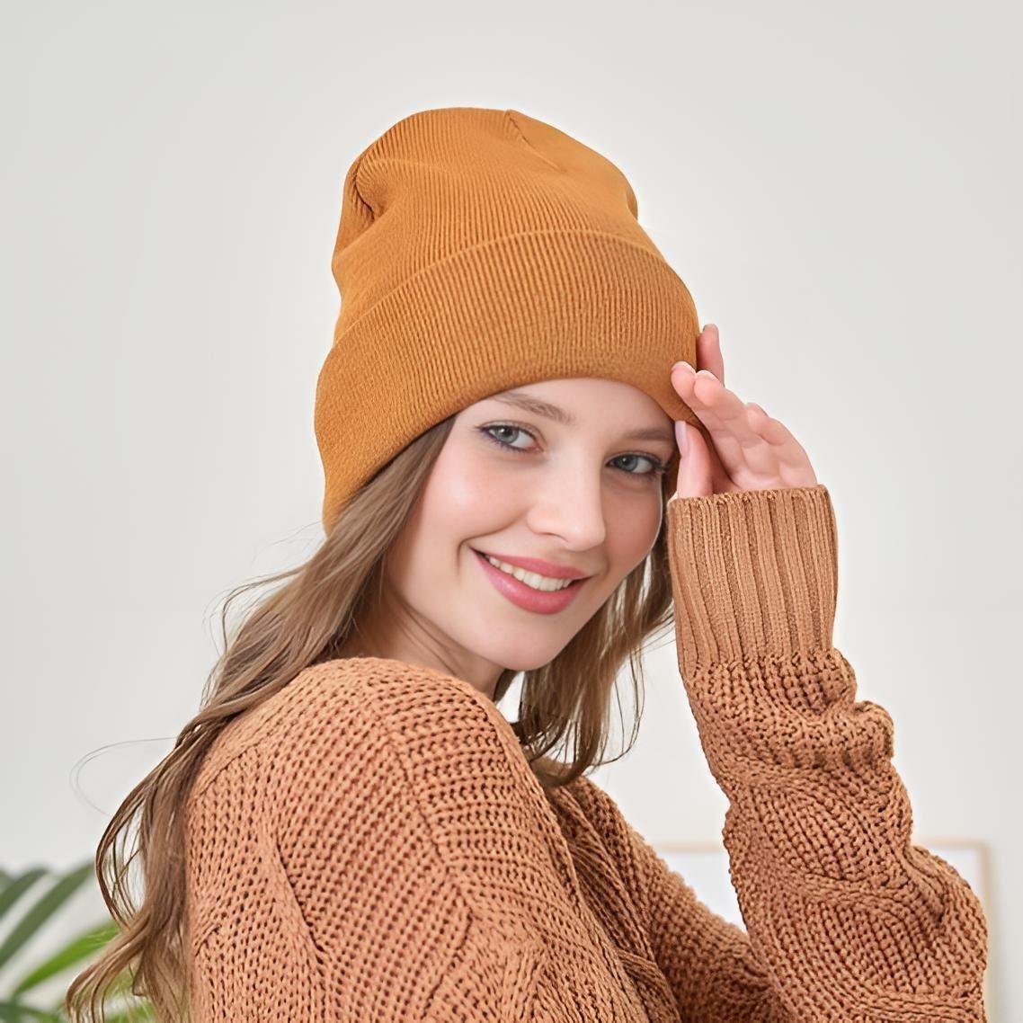 AHAHA Kinder Beanie - Schwarz/Hellbraun