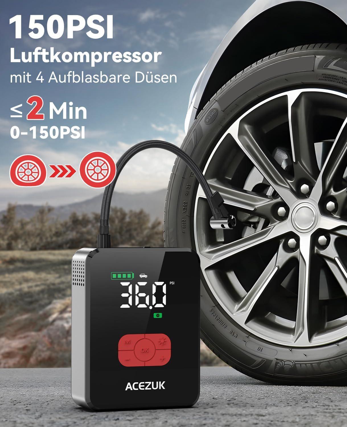 ACEZUK - Tragbarer Starthilfe mit Luftkompressor - M06