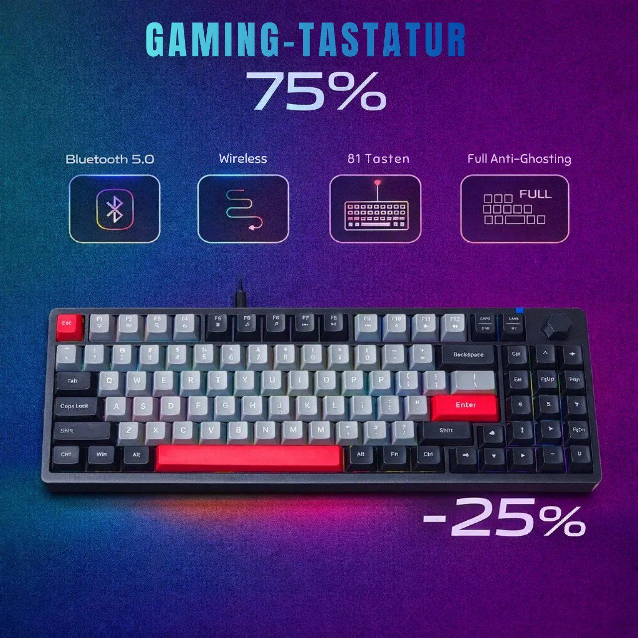 Goldstern wireless Gaming Tastatur - CX63 Schwarz