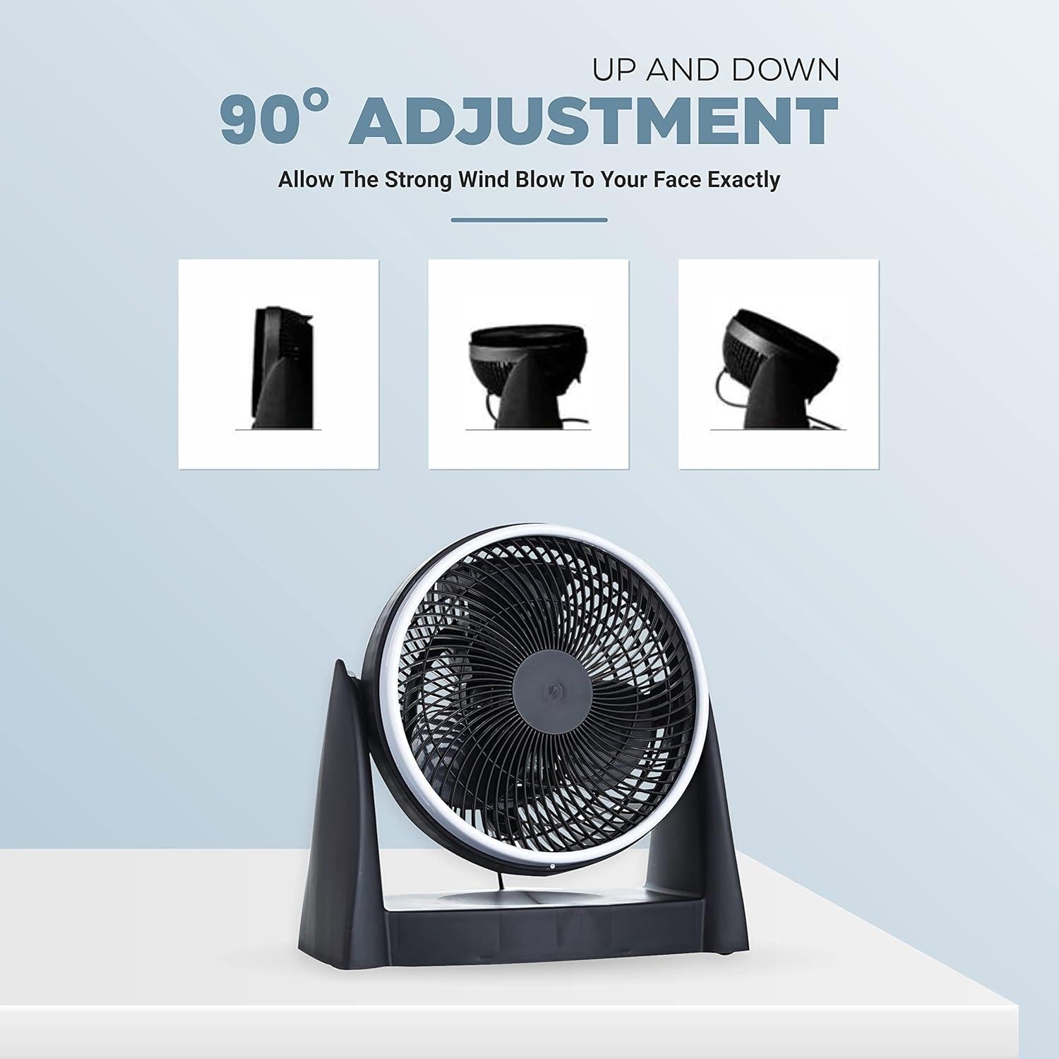 Tischventilator - 3 Geschwindigkeitsstufen, 90° Verstellbar, Oszillationsfunktion - AirDeco-AAD-RTY-25A