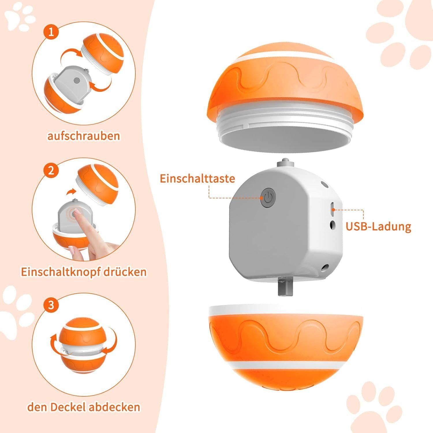 Auto Pet Toy - Ball - Orange