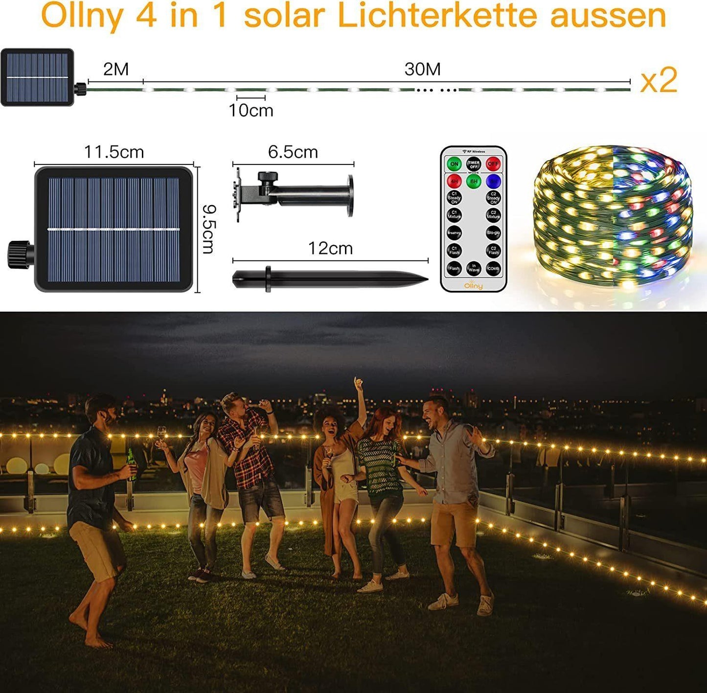 Ollny LED Solar - Lichterkette Set