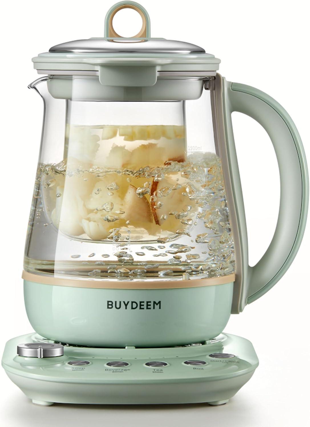 BUYDEEM - Teekocher aus Glas & Edelstahl - Grün