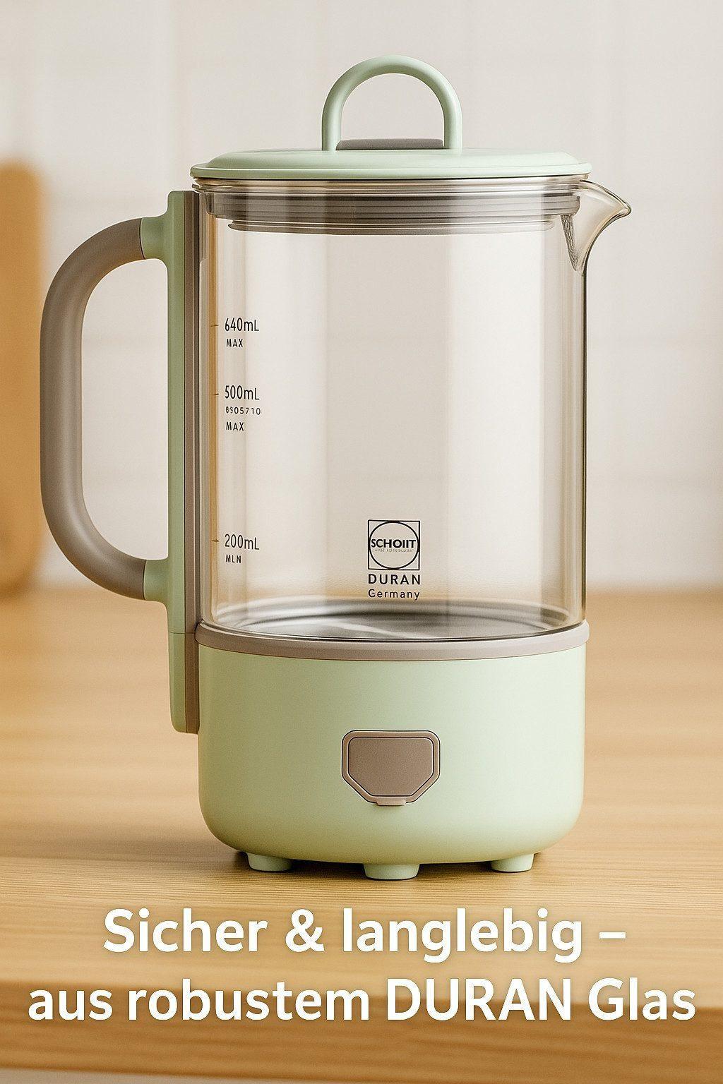 BUYDEEM - Teekocher 0,6L aus Glas & Edelstahl - Grün