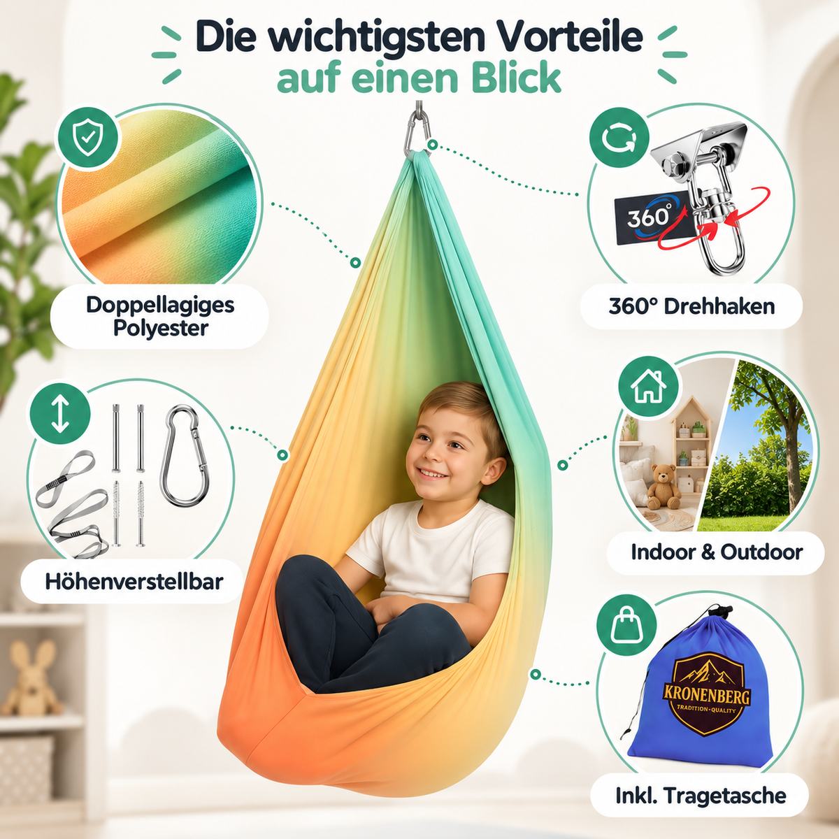 Kronenberg® Kinder-Hängeschaukel – sicherer Rückzugsort für Kinder
