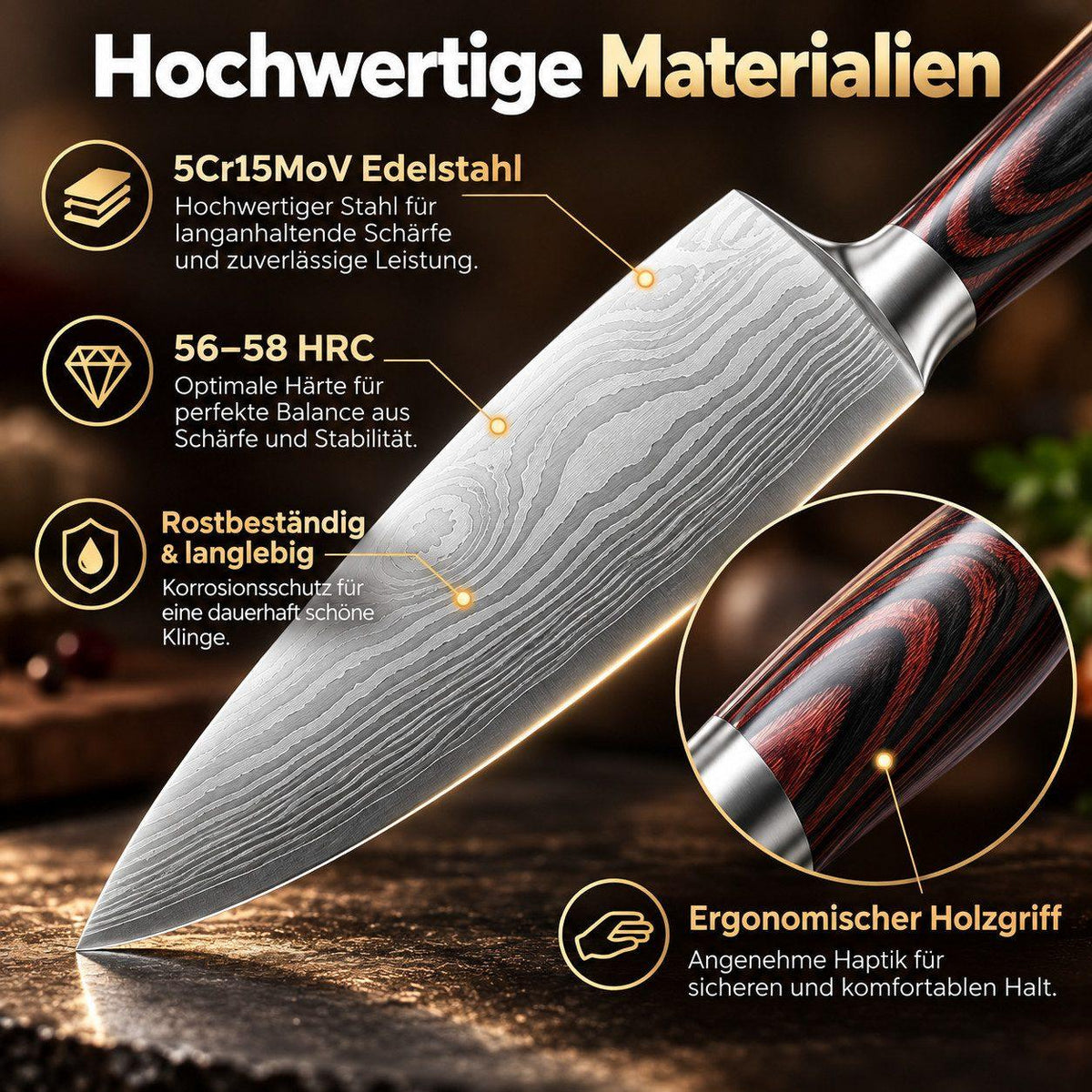Heesem Nakirimesser-Set - 3-tlg schwarz