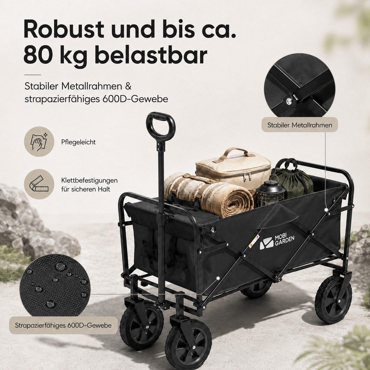 Mobi Faltbollerwagen mit Außentaschen - Schwarz
