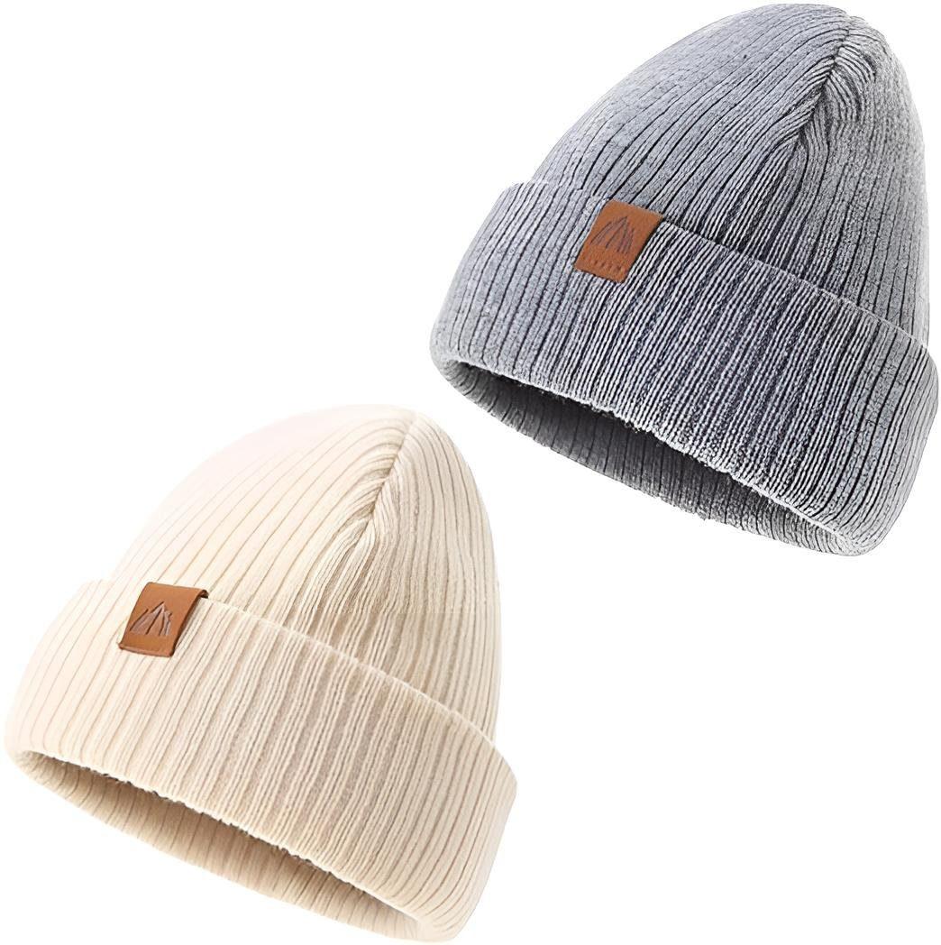 AHAHA Kinder Beanie - 8R Weiß/Grau