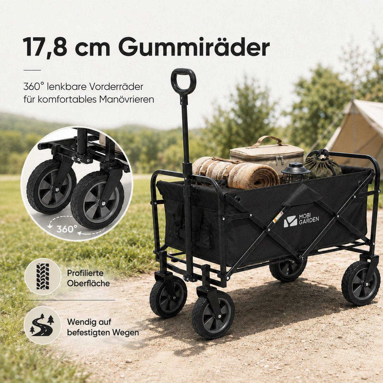 Mobi Faltbollerwagen mit Außentaschen - Schwarz