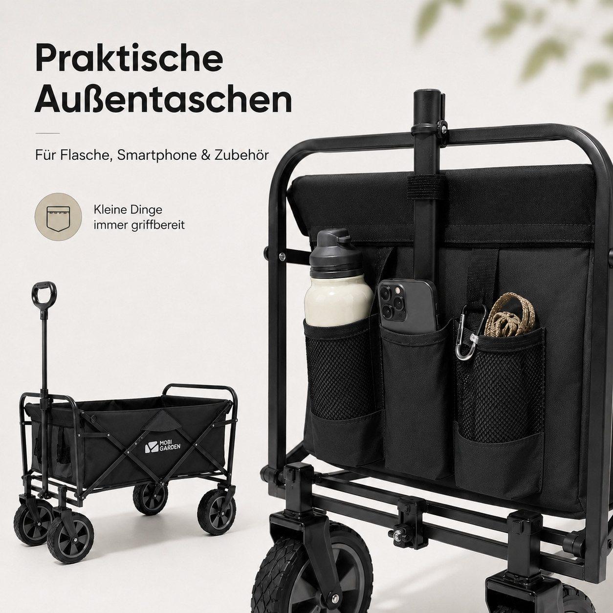 Mobi Faltbollerwagen mit Außentaschen - Schwarz