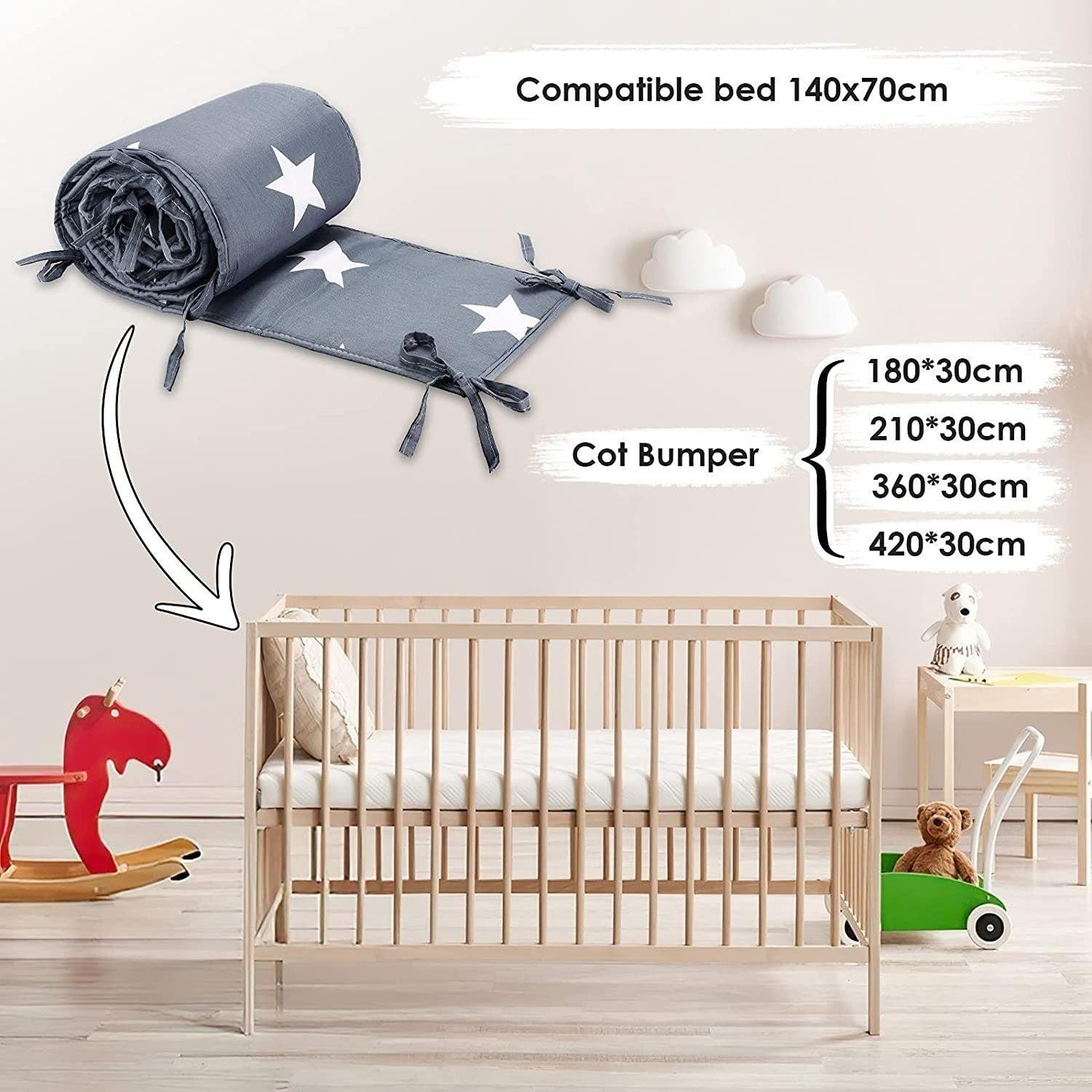 Luchild Bumpers - Bettumrandung - Star-Grau-180