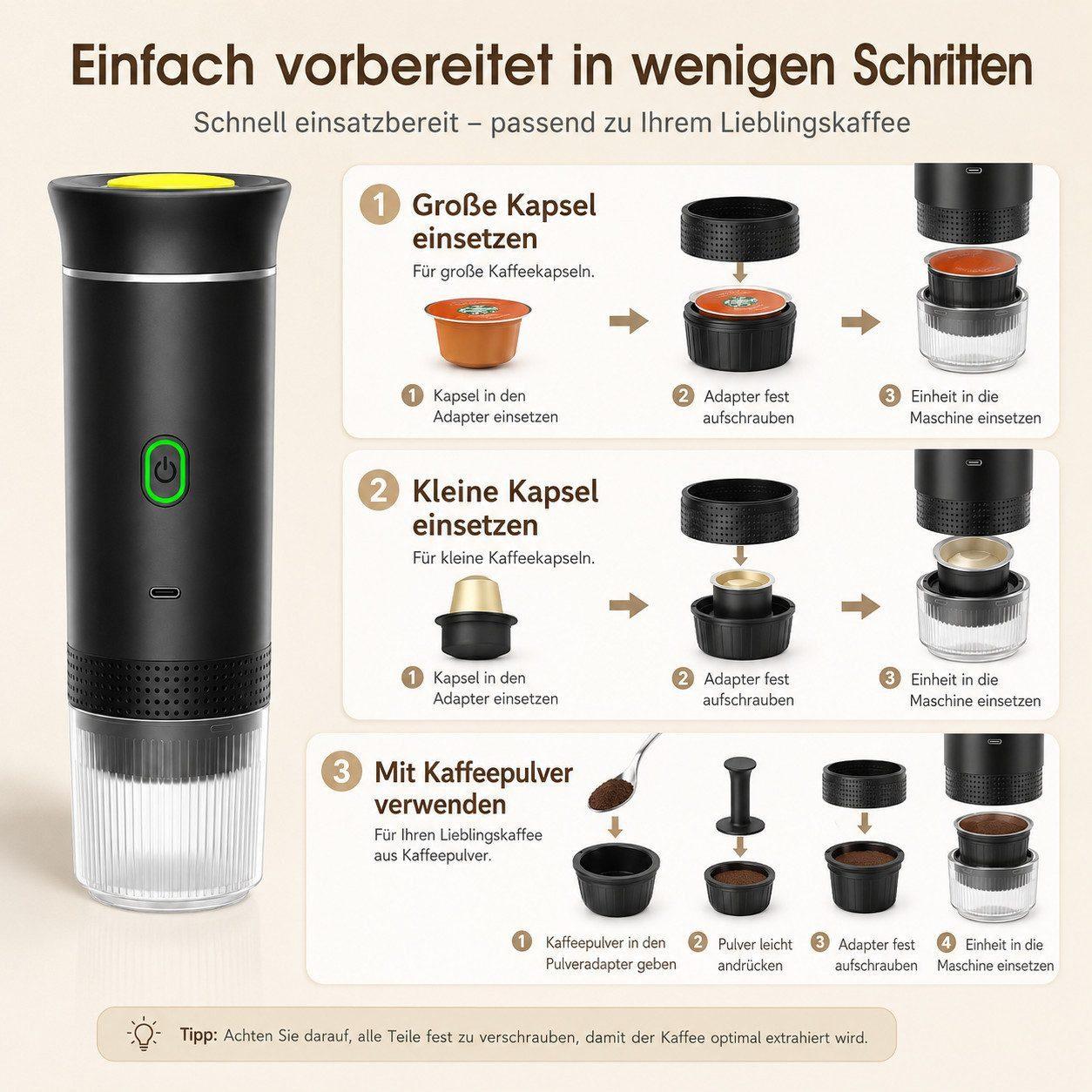 Goldstern Portable Reisekaffeemaschine - 20 Bar