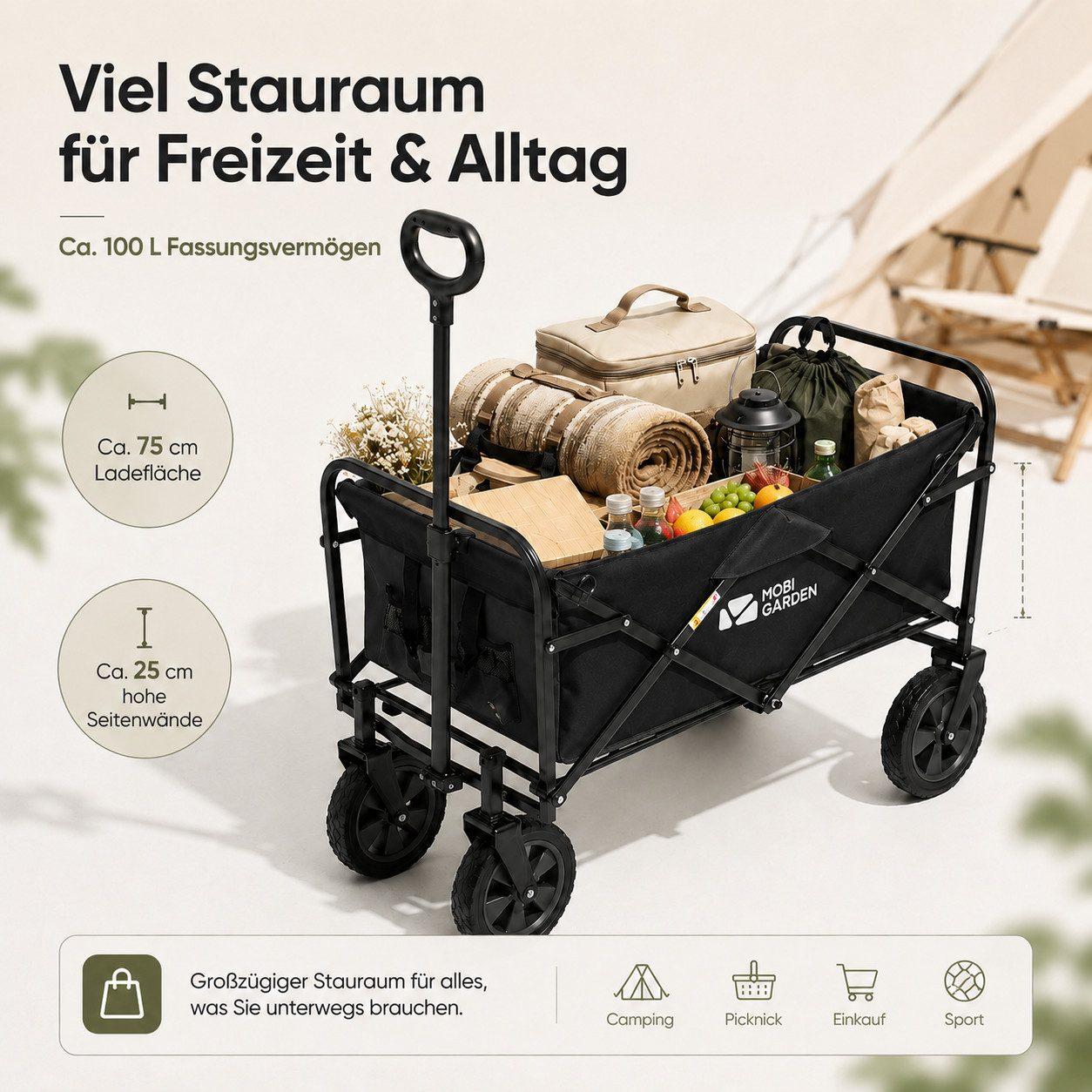 Mobi Faltbollerwagen mit Außentaschen - Schwarz