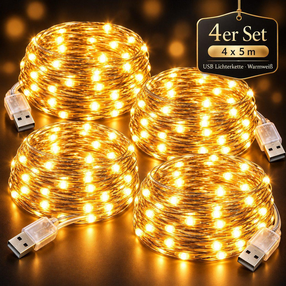 Fremon - LED-Lichterkette Warmweiß - 4x5m