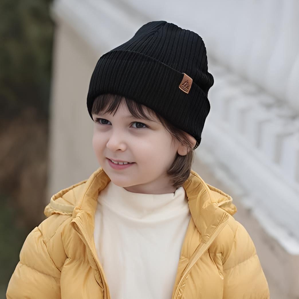 AHAHA Kinder Beanie - 66P3 Schwarz/Grau