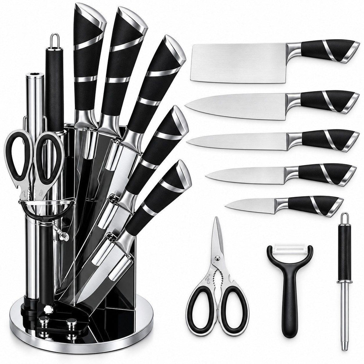 Bonito Küchenmesser-Set - 9-tlg schwarz