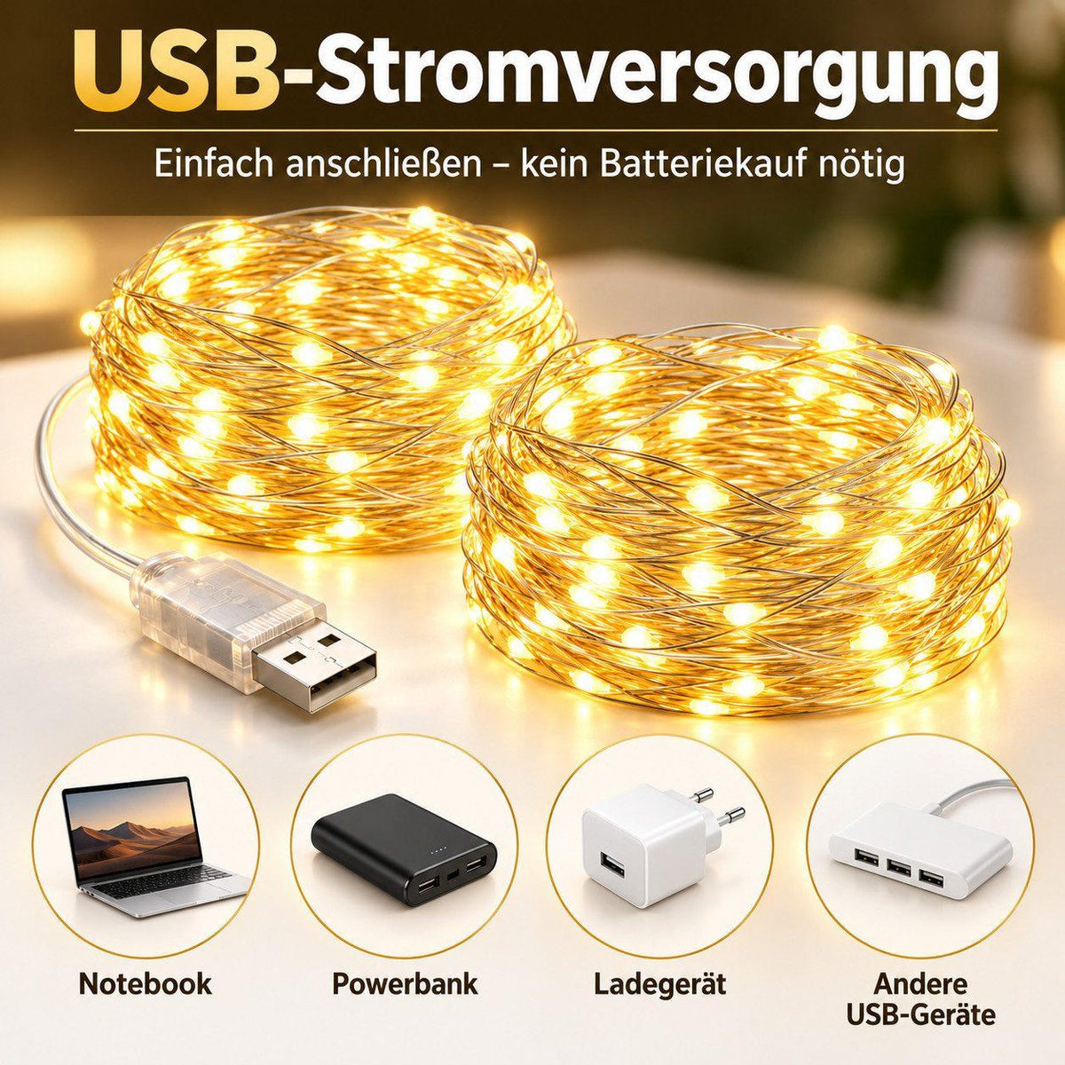 Fremon - LED-Lichterkette Warmweiß - 20m