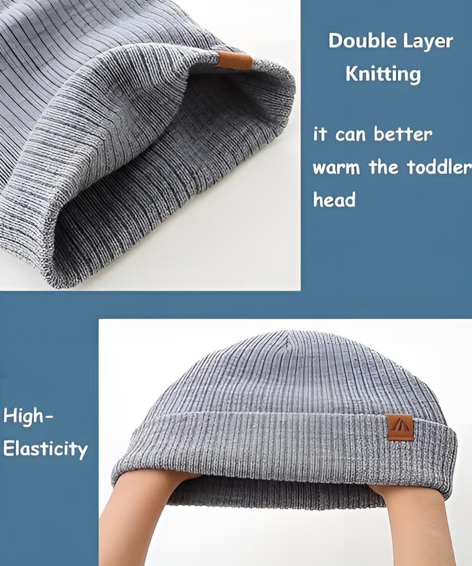 AHAHA Kinder Beanie - 8R Weiß/Grau
