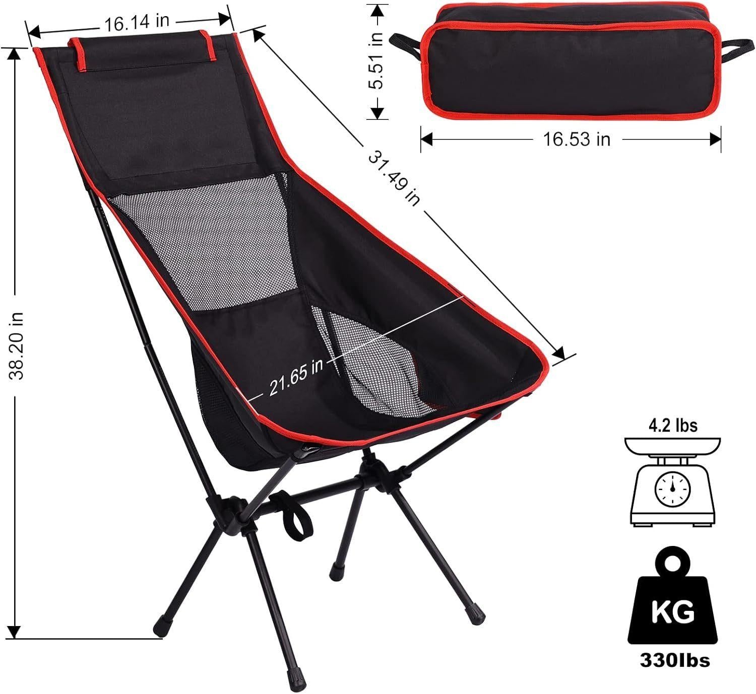 Blueash - Camping Stuhl - Schwarz/Rot