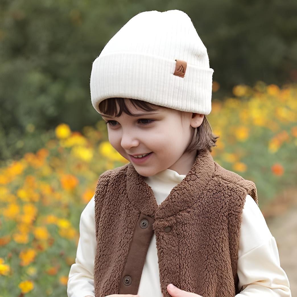 AHAHA Kinder Beanie - 8R Weiß/Grau