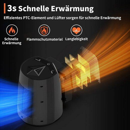 Diyarts Keramikheizlüfter, 800 W, Heizlüfter 3 Leistungsstufen, Klein 70° Oszillierend - Mallkum