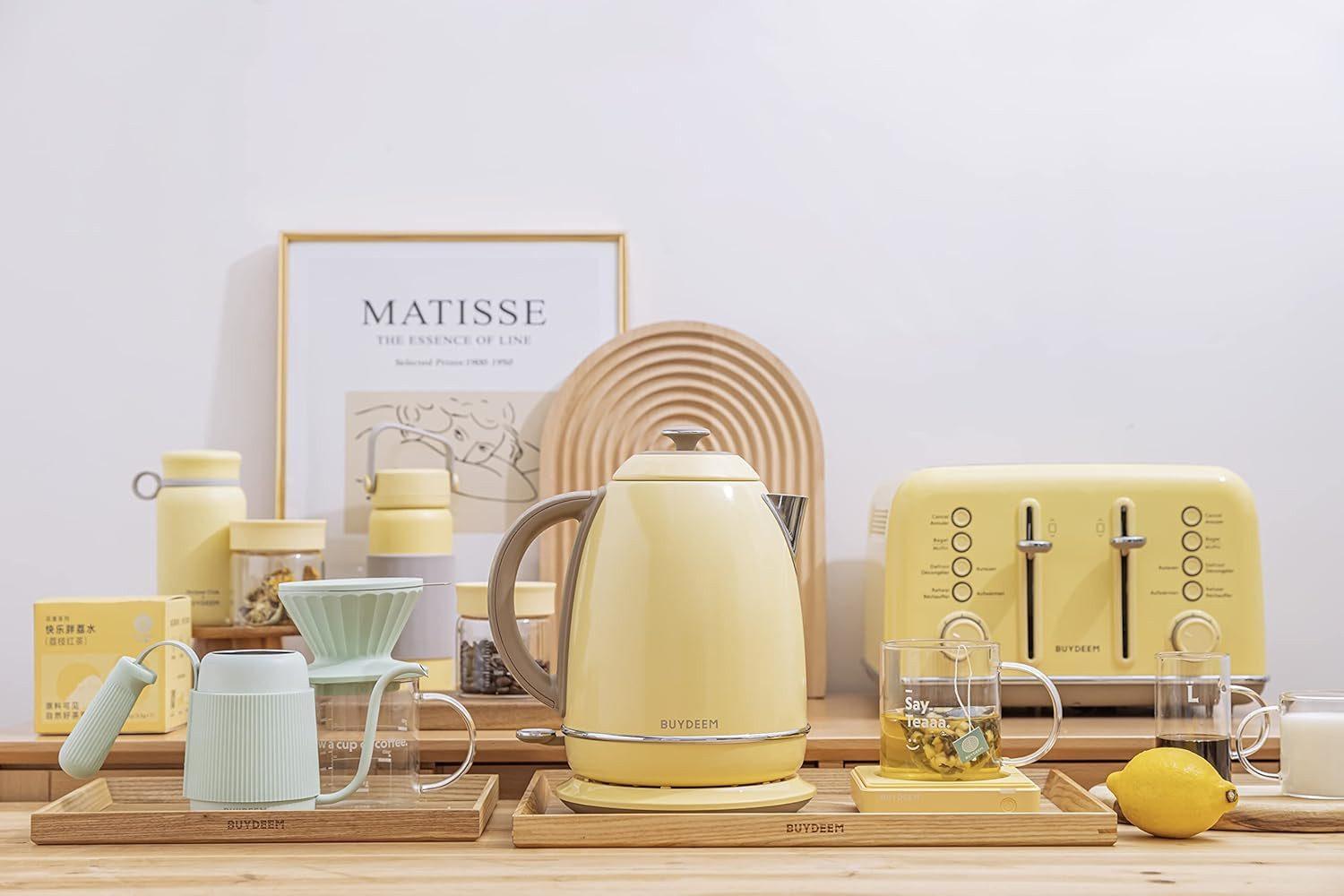 BUYDEEM - Wasserkocher - Elegantes Retro-Design - Gelb