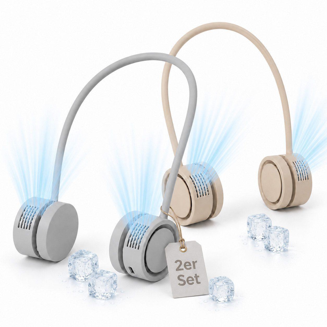 Zantan - Nackenventilator 360° verstellbar - Grau + Beige