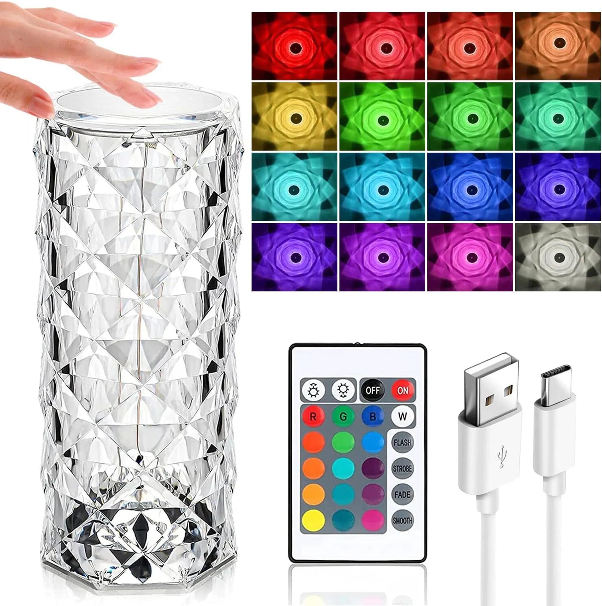 Dreamade Kristall-Tischlampe mit 16 RGB-Farben