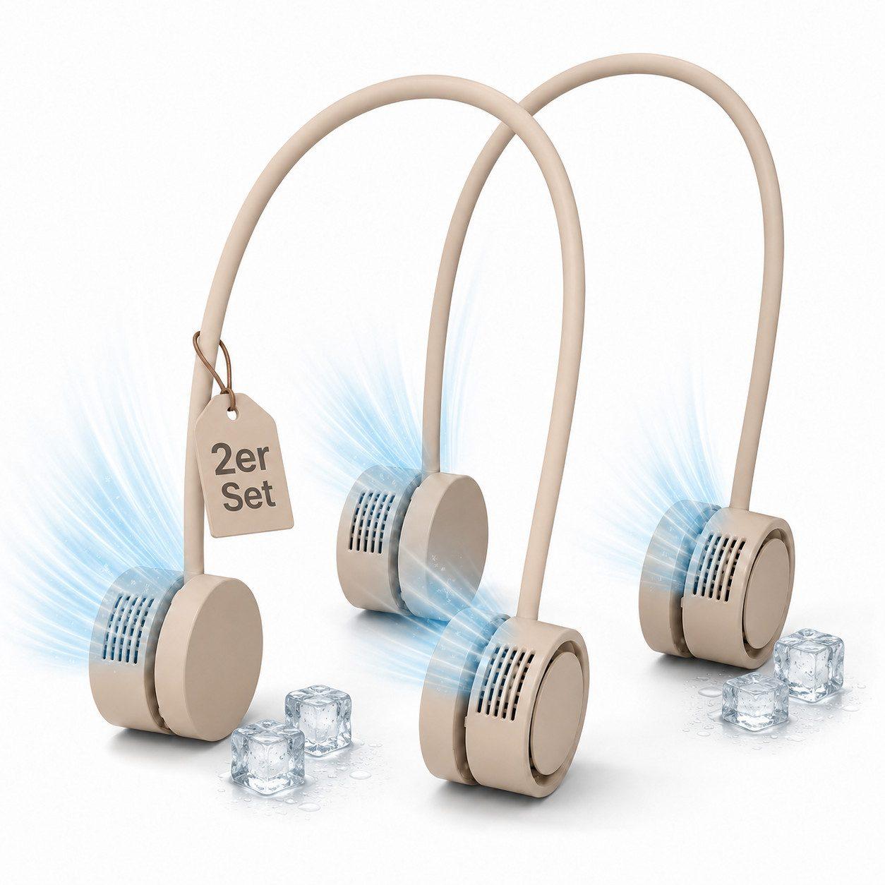 Zantan - Nackenventilator 360° verstellbar - Beige 2er