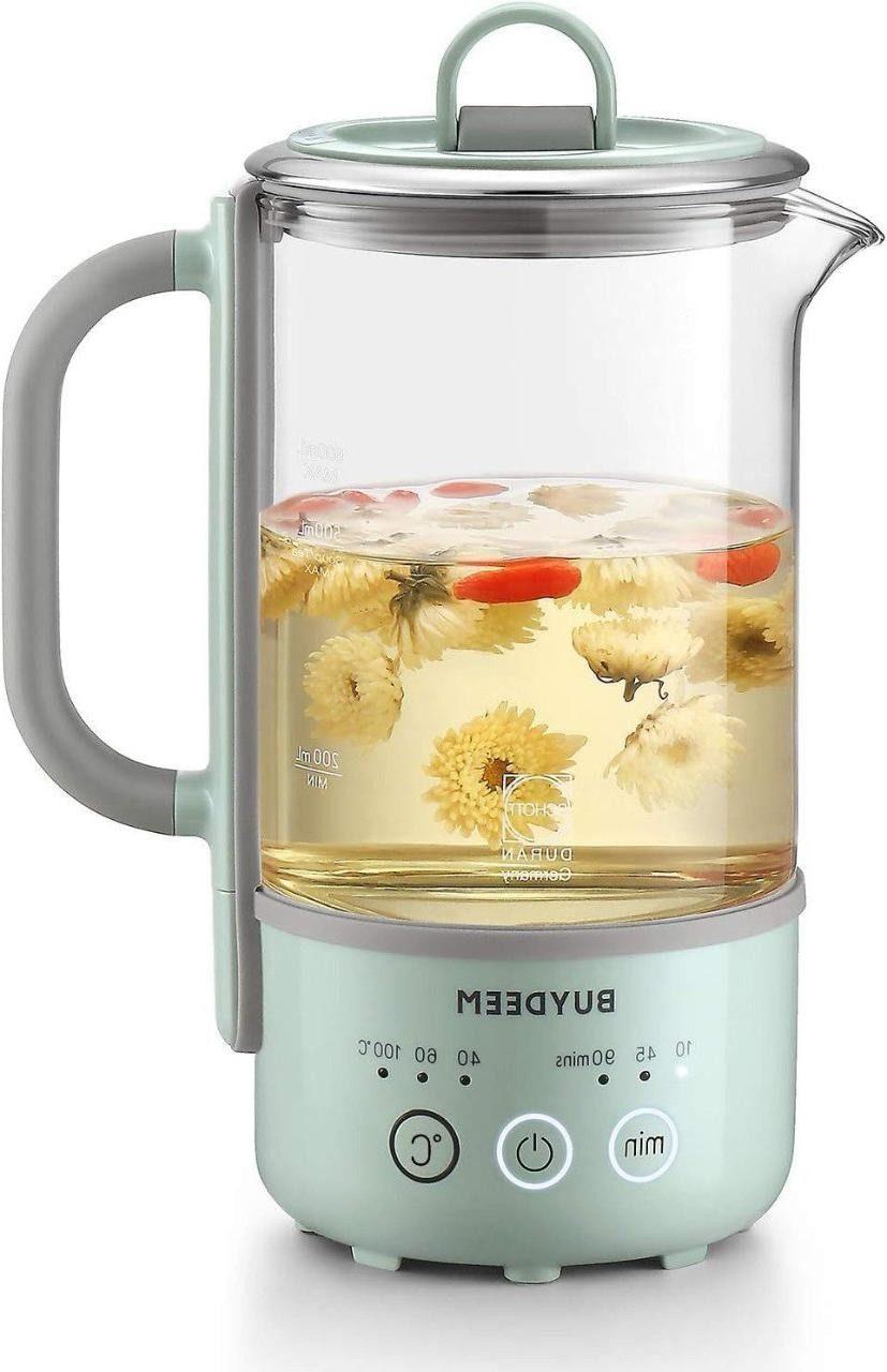BUYDEEM - Teekocher 0,6L aus Glas & Edelstahl - Grün