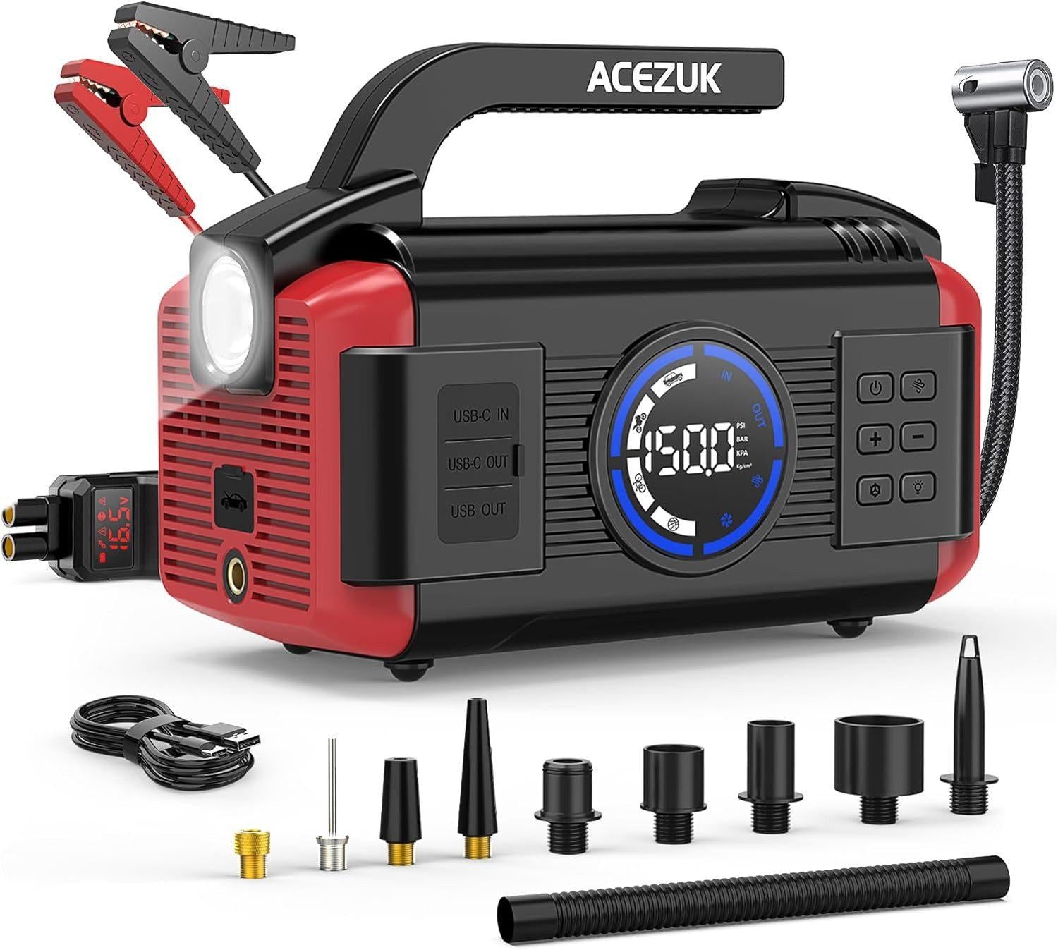 Acezuk - Tragbarer 11- in -1 Starthilfe - Booster - M07