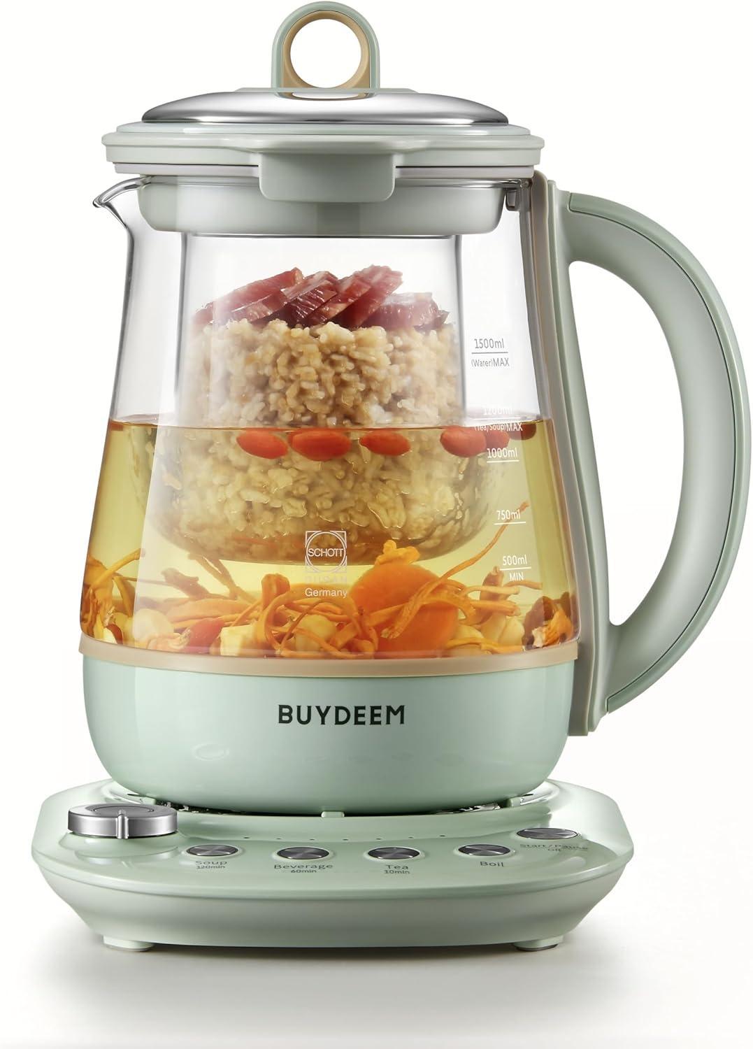 BUYDEEM - Teekocher aus Glas & Edelstahl - Grün