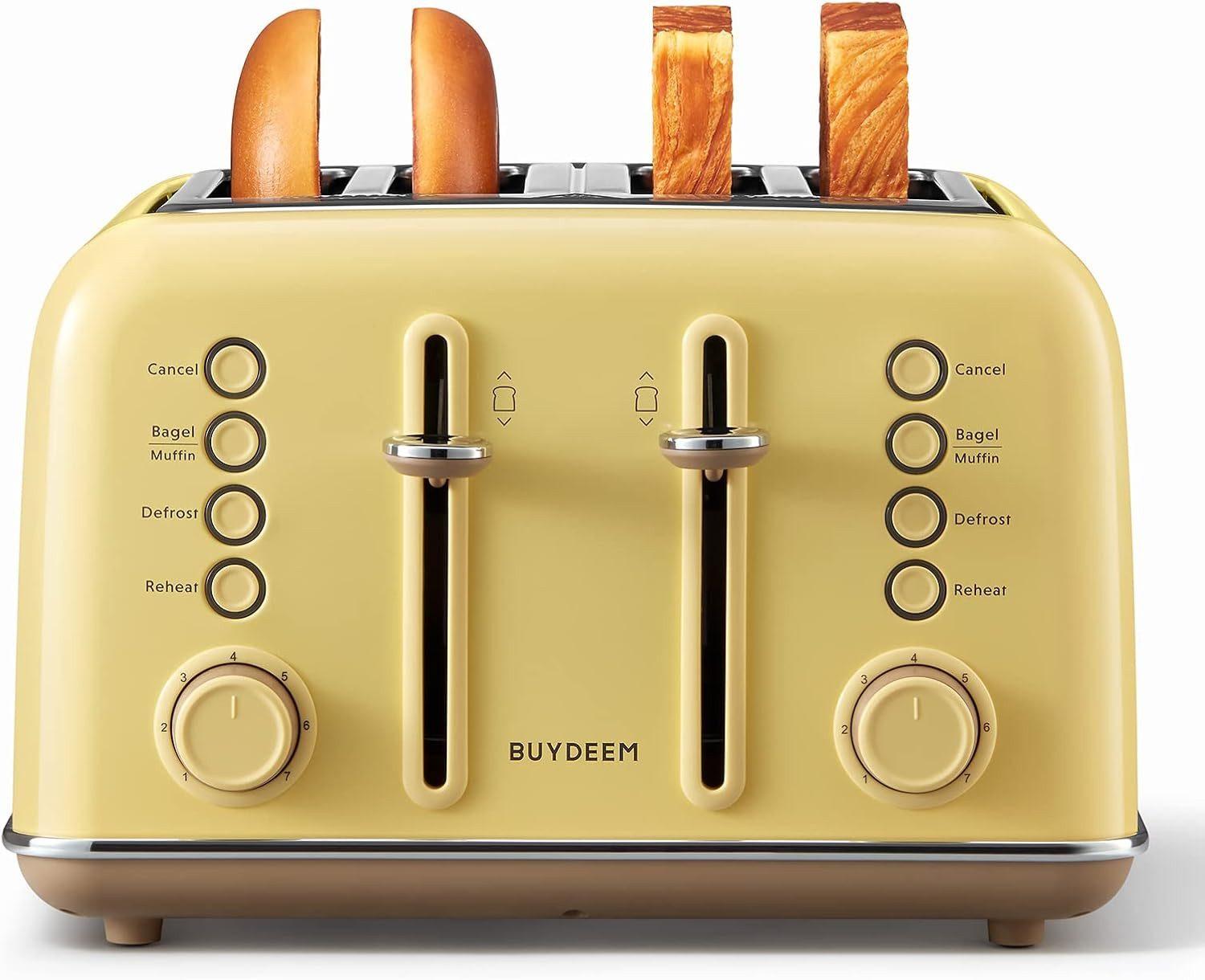 BUYDEEM - Retro-Toaster  Kompakt, Stilvoll & Praktisch - Gelb