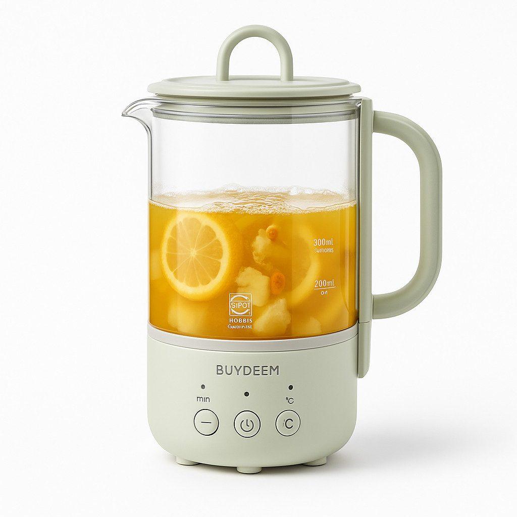 BUYDEEM - Teekocher 0,6L aus Glas & Edelstahl - Grün