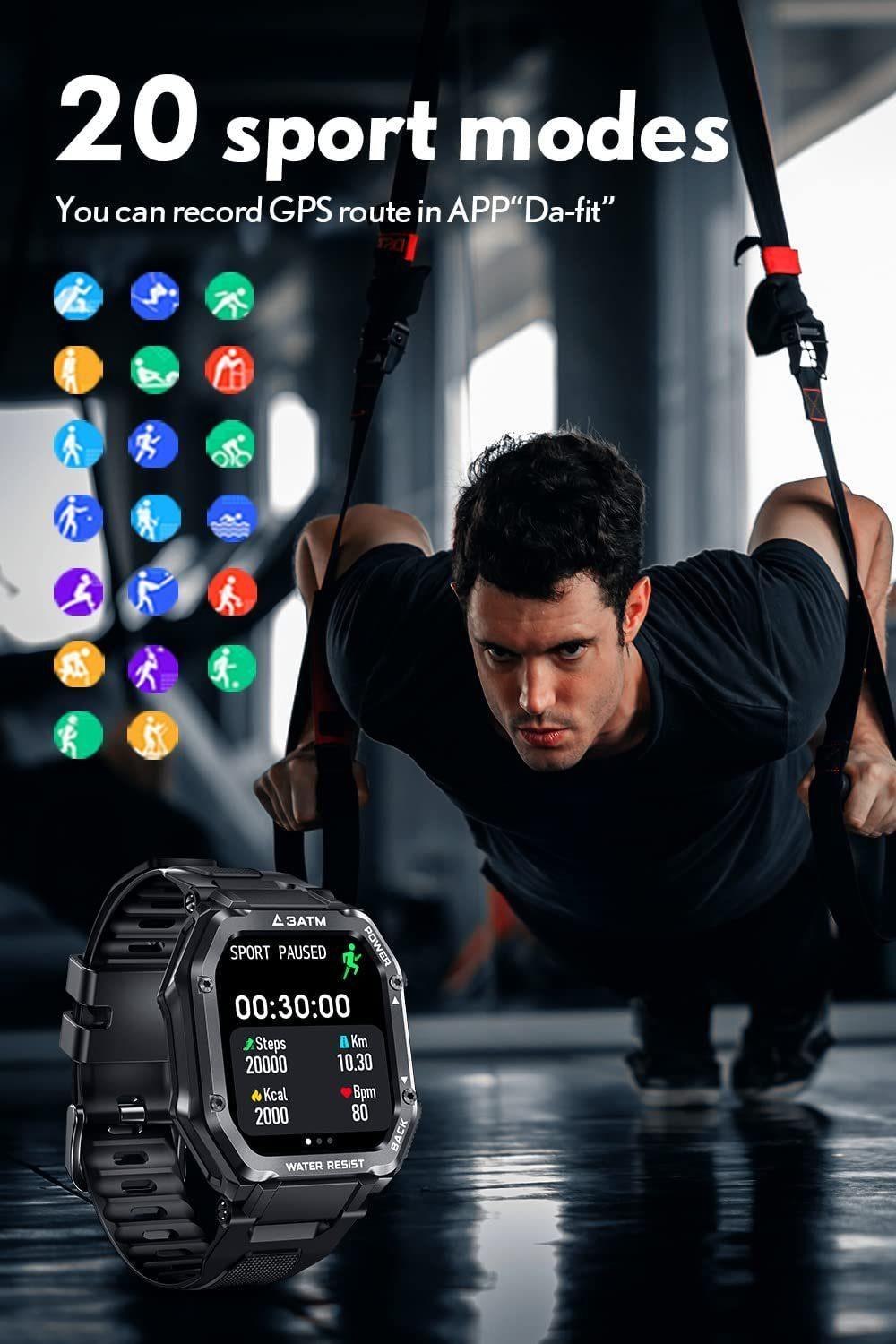 Smartwatch  Fitnessuhr  20 Sportmodi, Herzfrequenz, Schlafanalyse, schwarz  Canspot