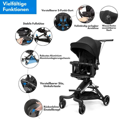 Kinderwagen Buggy - 6-36 Monate Schwarz 2 in 1 Wheelife