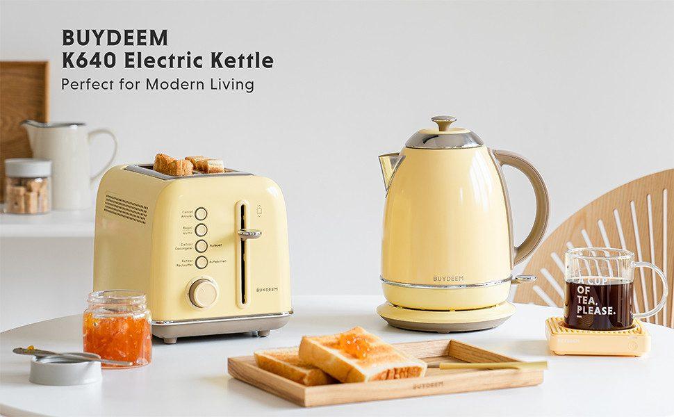 BUYDEEM - Wasserkocher - Elegantes Retro-Design - Gelb