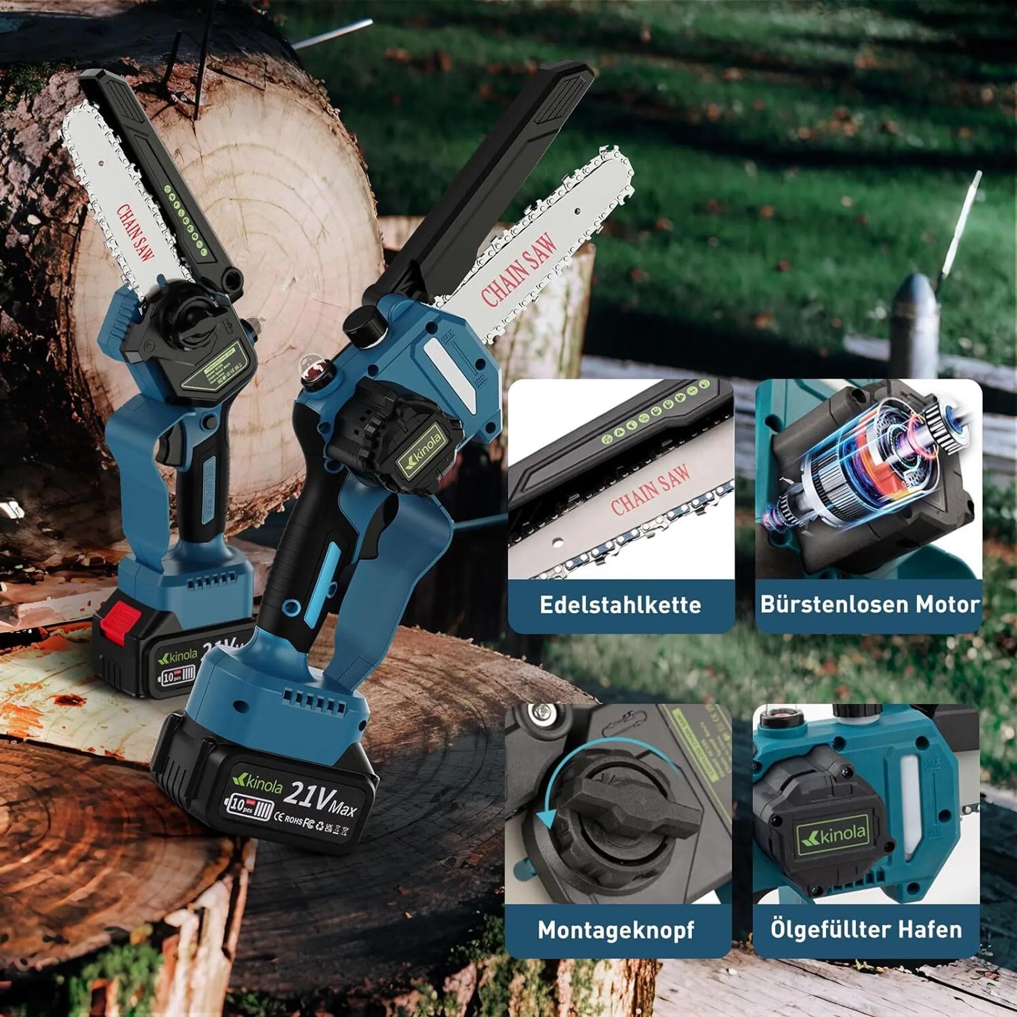 Handkettensäge mit Akku 8000mAh  Elektrische Kettensäge  Kinola-Chainsaw-5C10S