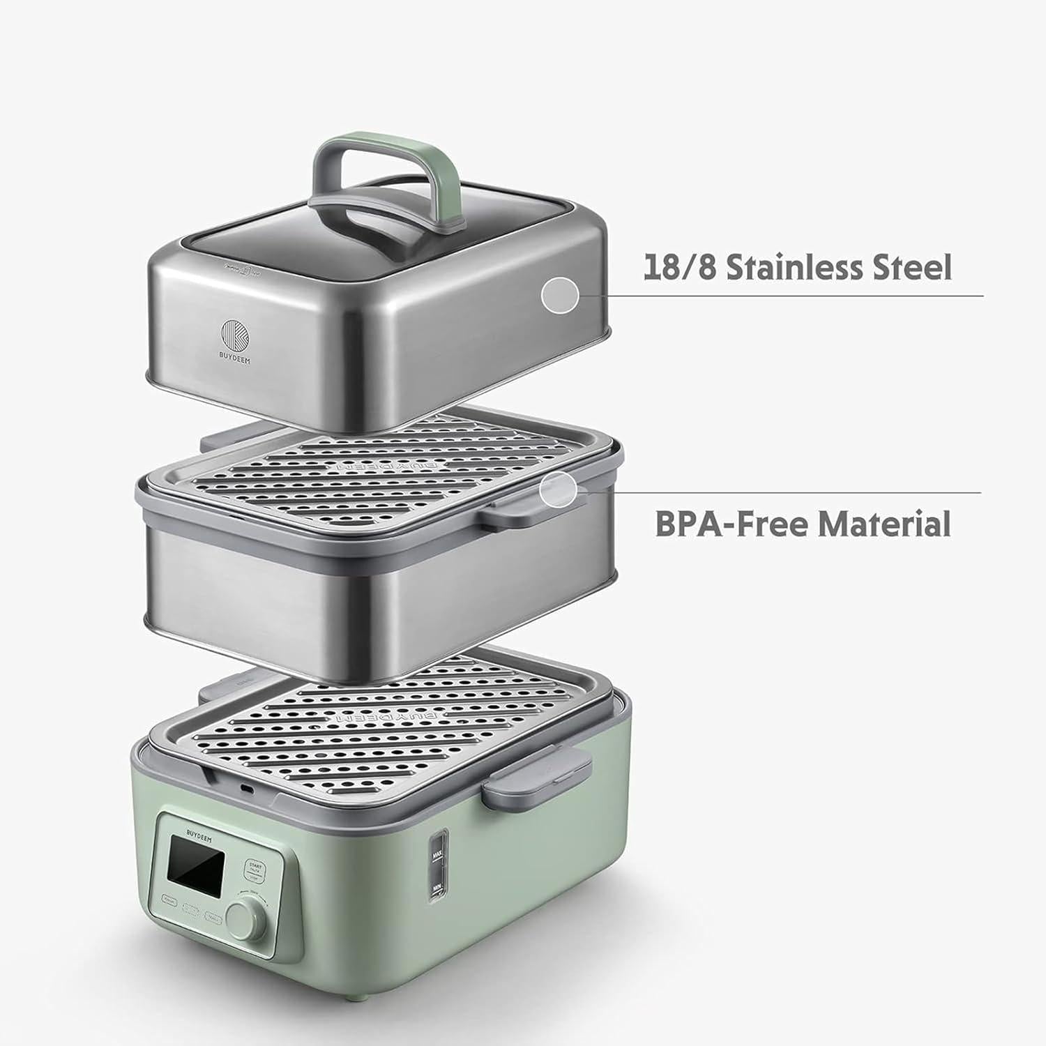 BUYDEEM - Multifunktionaler Dampfgarer 6-in-1 - Grün