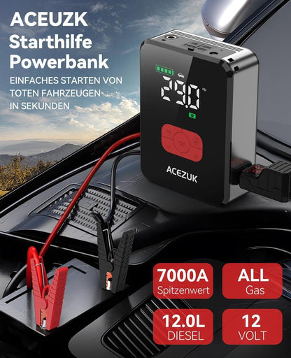 ACEZUK - Tragbarer Starthilfe mit Luftkompressor - M06