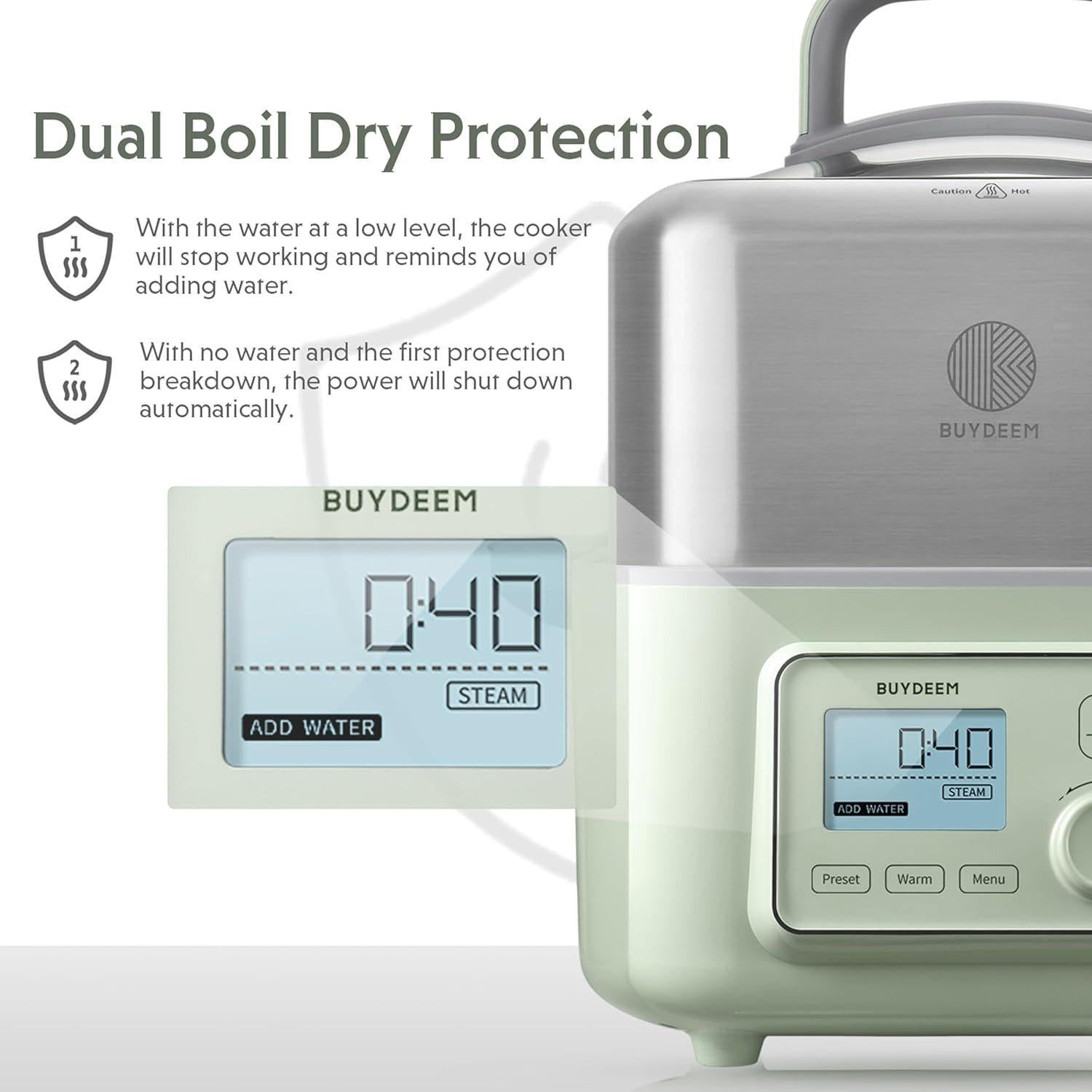 BUYDEEM - Multifunktionaler Dampfgarer 5-in-1 - Grün