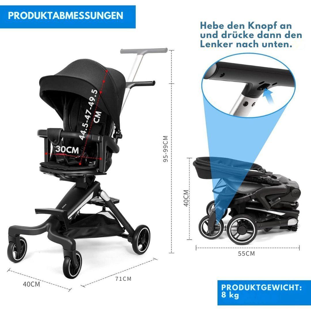 Kinderwagen Buggy - 6-36 Monate Schwarz 2 in 1 Wheelife