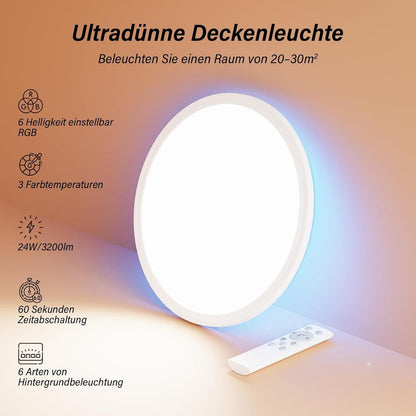 Tomeem LED Deckenleuchte - Schwarz