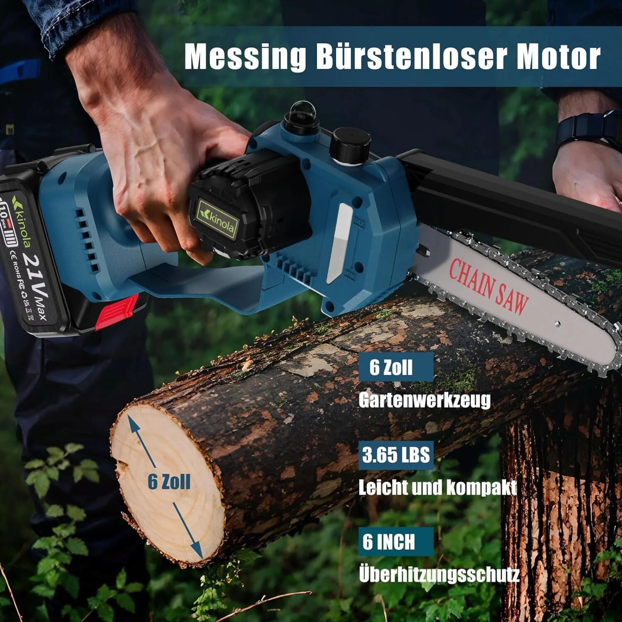 Handkettensäge mit Akku 8000mAh  Elektrische Kettensäge  Kinola-Chainsaw-5C10S