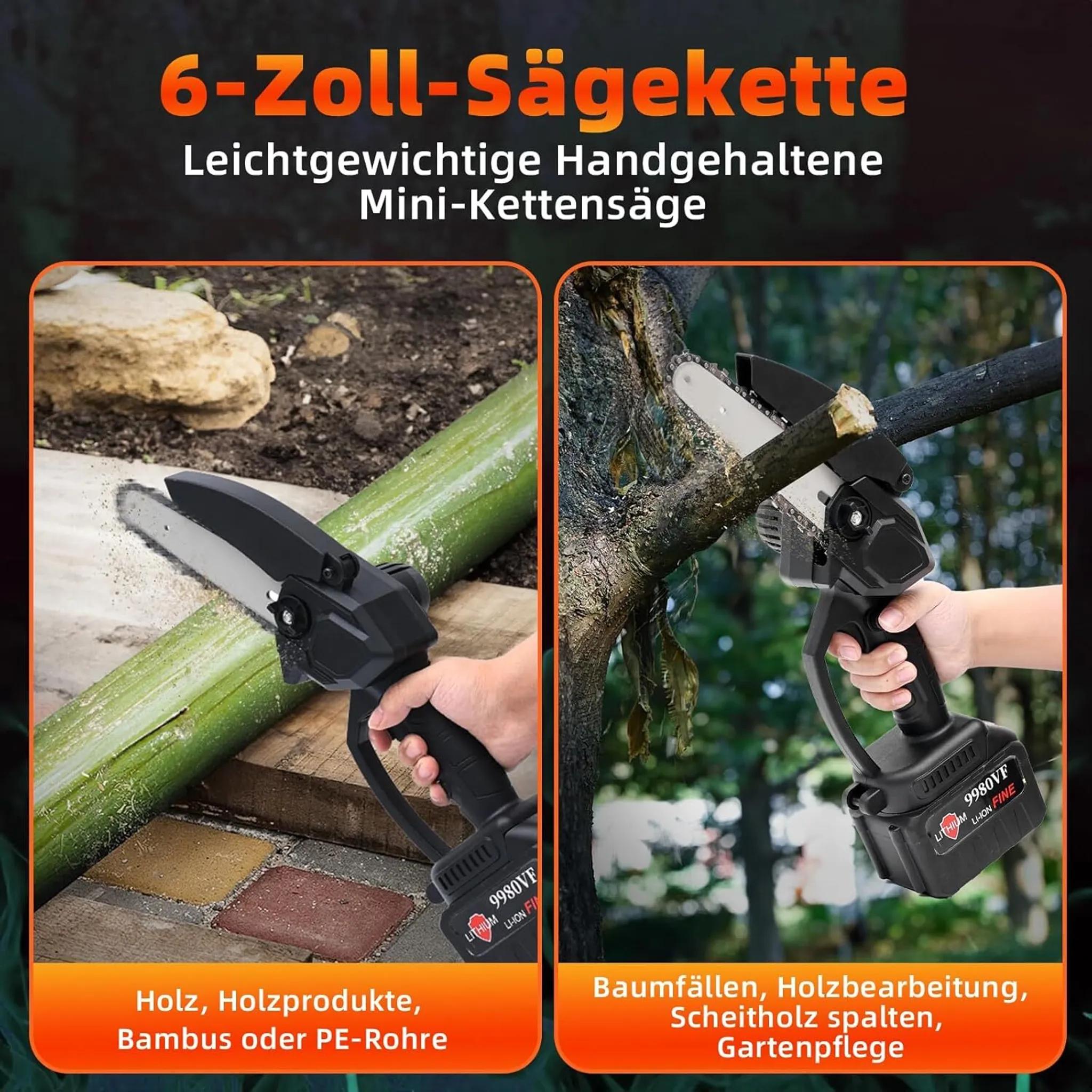 ALLJOY Säge 9000 - Leistungsstarke 6-Zoll Mini Kettensäge