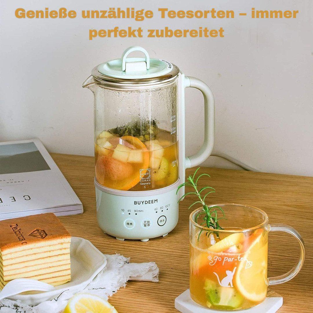 BUYDEEM - Teekocher 0,6L aus Glas & Edelstahl - Grün