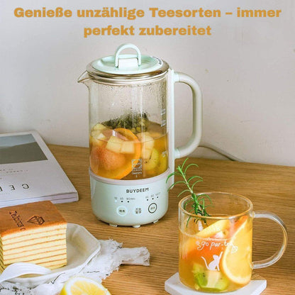 BUYDEEM - Teekocher 0,6L aus Glas & Edelstahl - Grün